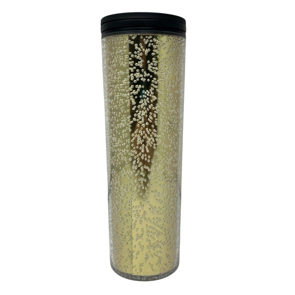 Starbucks Tumbler Gold Black 16oz Bubble Travel Mug Coffee Cup Gifts Reusable - Picture 5 of 10